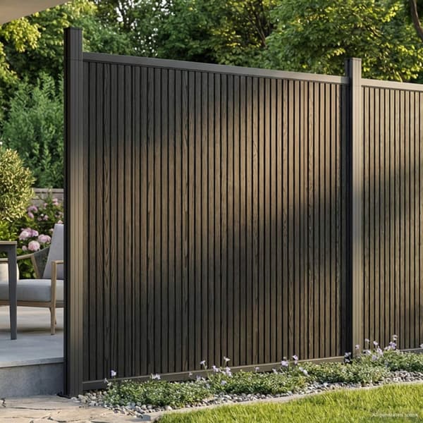 Stängselpanel WPC och aluminium Svart