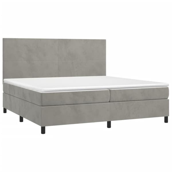 Ramsäng med madrass ljusgrå 200x200 cm sammet