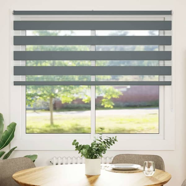 Rullgardin zebra mörkgrå 160x100 cm tyg bredd 155,9cm polyester