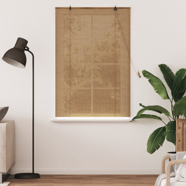 Rullgardin med gardiner Brun 100 x 160 cm Bambu
