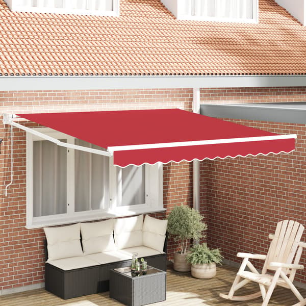 Utfällbar markis Röd 350 x 250 cm Polyester och aluminium