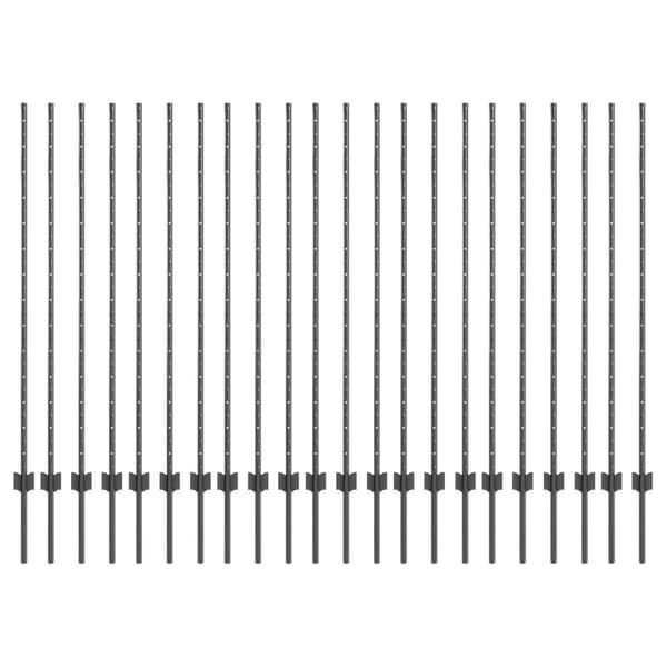 Stängselstolpe 22 pcs Grå 180 cm Stål