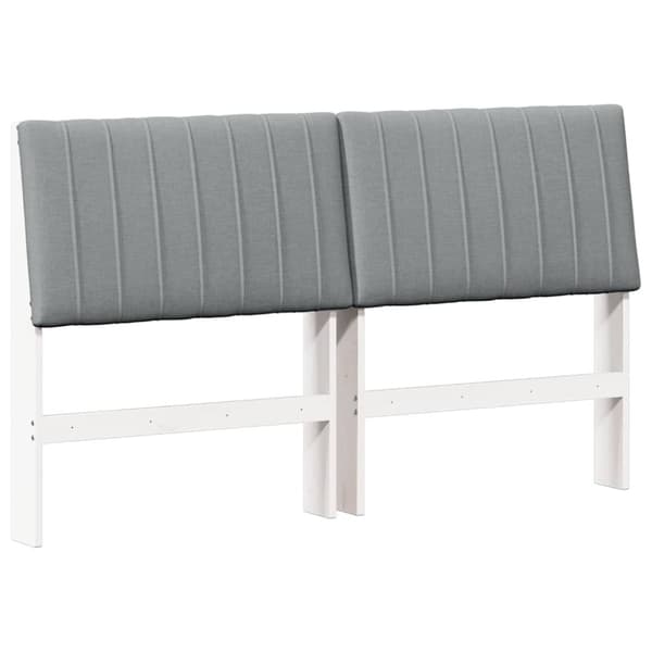 Klädd sänggavel Ljusgrå 150 cm Massiv furu