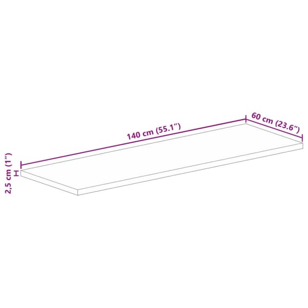 Bordsskiva 140x60x2,5 cm rektangulär massivt återvunnet trä