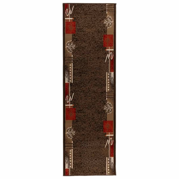 Runner-matta FLORNES Vävd Brun Löv 67 x 250 cm PP 7 mm