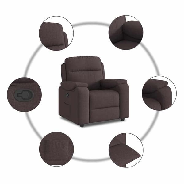 Reclinerfåtölj mörkbrun tyg