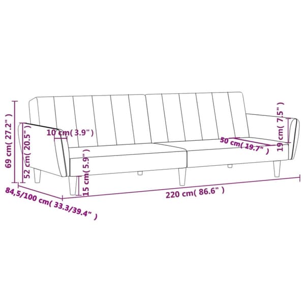 Bäddsoffa 2-sits blå tyg