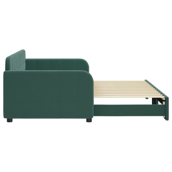 Dagbädd utdragbar mörkgrön 90x200 cm sammet