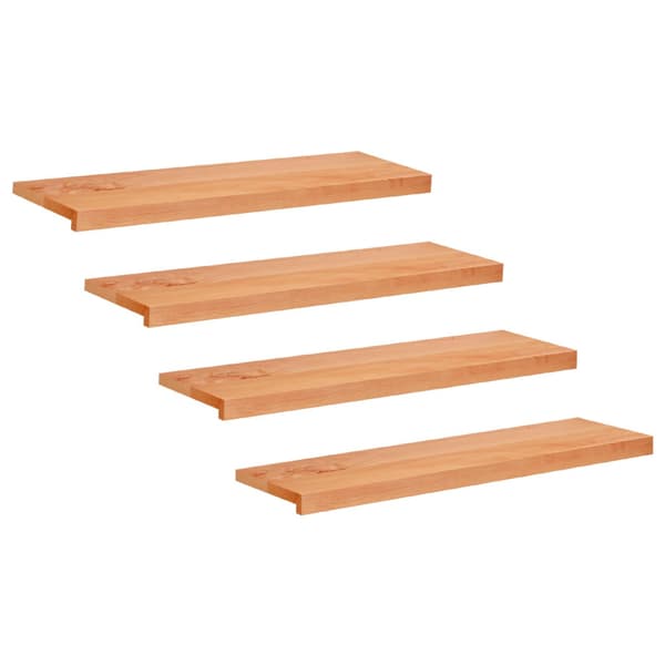 Trapstegsmattor 4 st 100 x 25 x 2 cm Lack Massivt bokträ