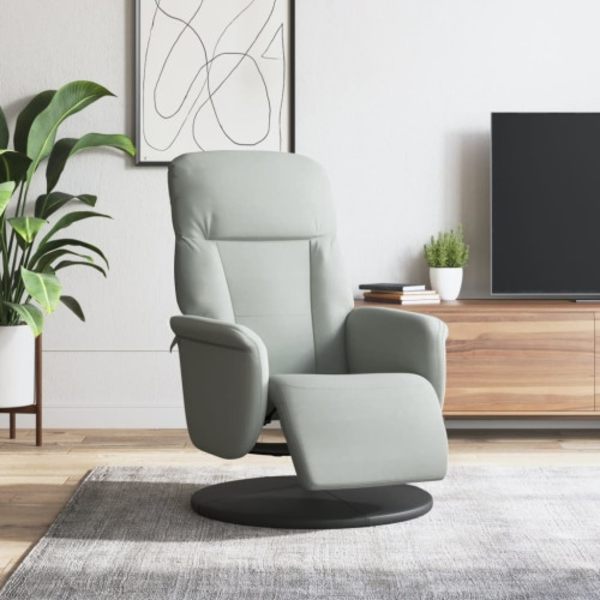 Reclinerfåtölj med fotstöd ljusgrå sammet