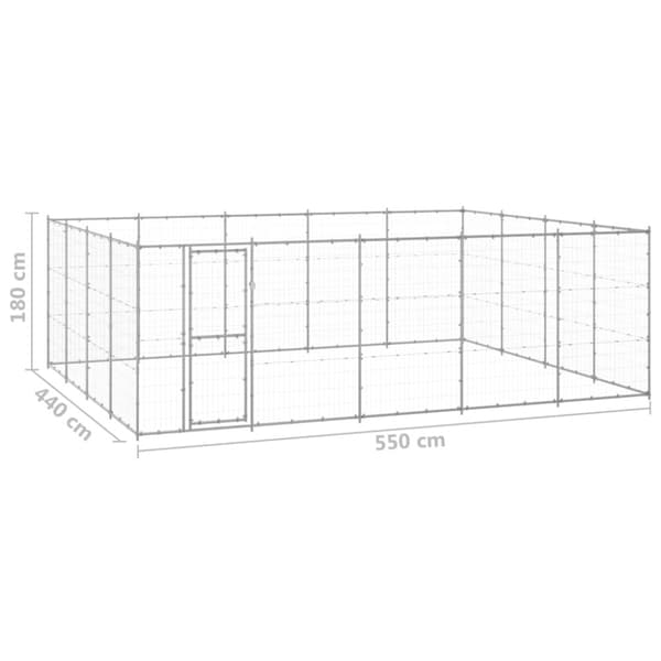 Hundgård för utomhusbruk galvaniserat stål 24,2 m²
