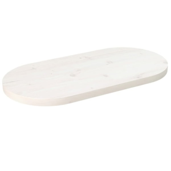 Bordsskiva vit 60x30x2,5 cm oval massiv furu