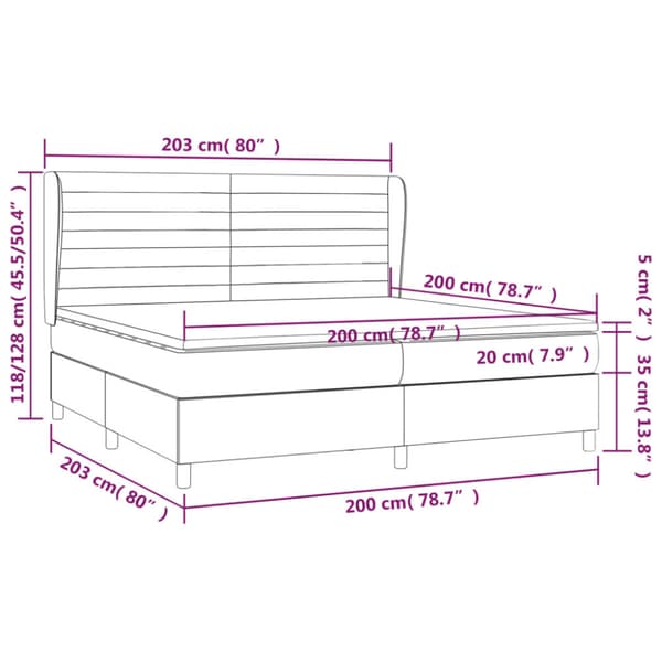 Ramsäng med madrass mörkgrå 200x200 cm tyg