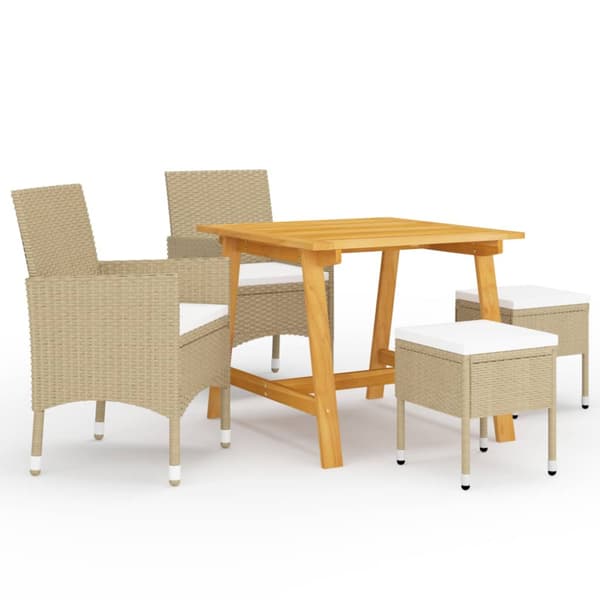 Matgrupp för trädgården 5 delar beige