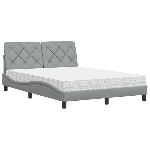 Bed with Mattress Light Grey 140x200 cm Fabric