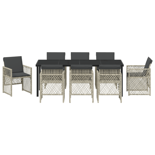 Trädgårdsmöbelset 9 pcs Ljusgrå konstrotting