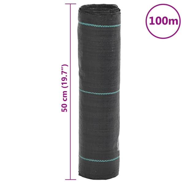 Ogräsmatta svart 0,5x100 m PP