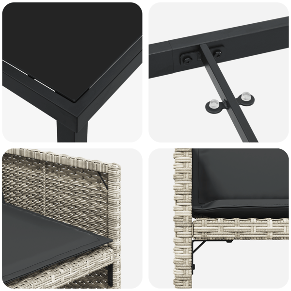 Trädgårdsmöbelset 9 pcs Ljusgrå konstrotting