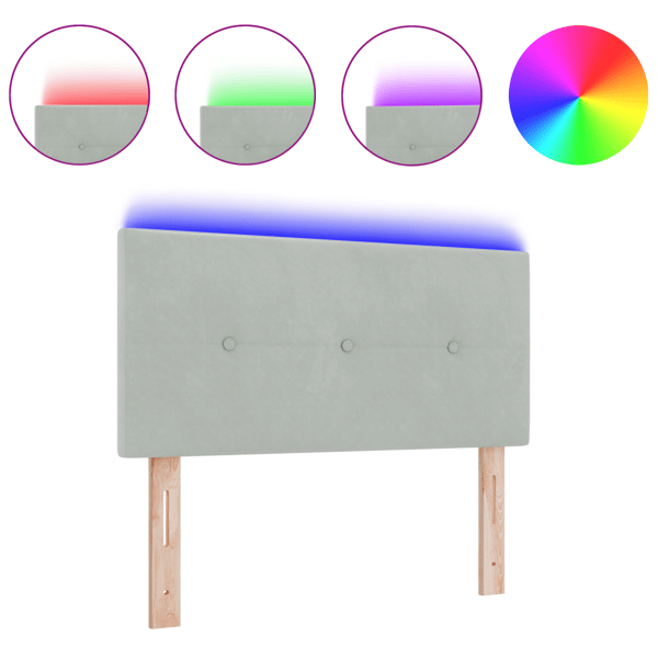 LED huvuddyna med LED-ljusslingor Ljusgrå 80 cm Sammet