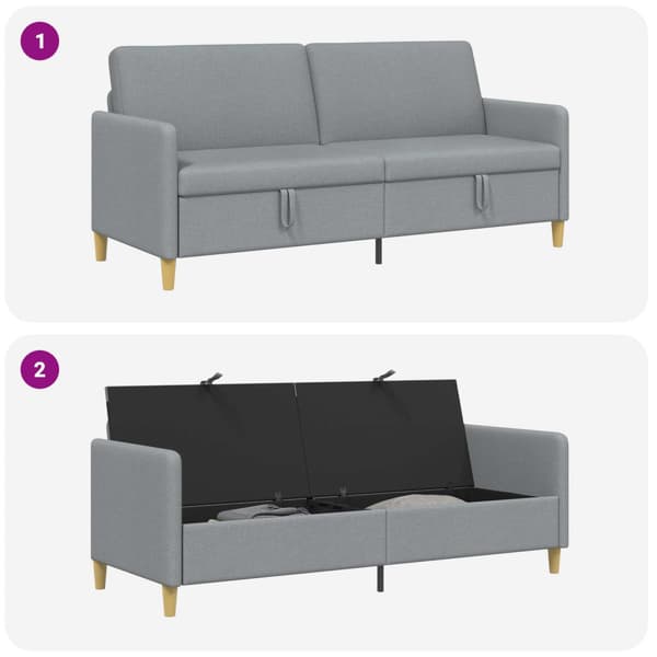 Soffa med förvaring Ljusgrå 192 x 78 x 87 cm Polyester