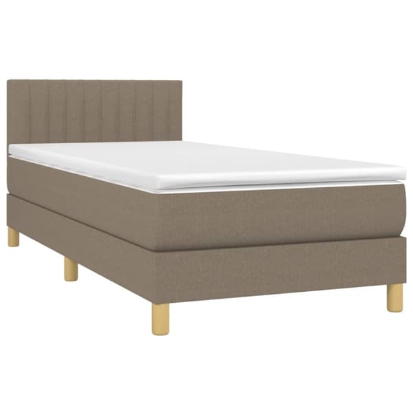 Ramsäng med madrass taupe 100x200 cm tyg