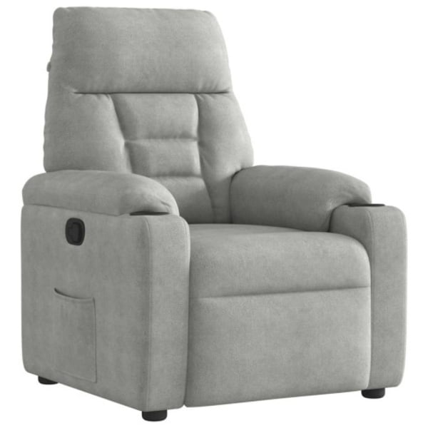 Reclinerfåtölj ljusgrå mikrofibertyg