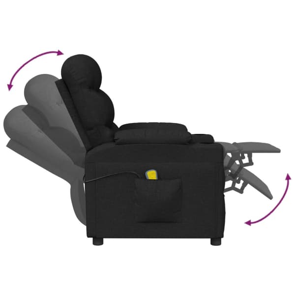 Massagefåtölj svart tyg