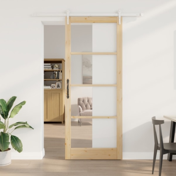 Skjutdörr med Hårdvaruset 93x232 cm Massivt Trä Furu
