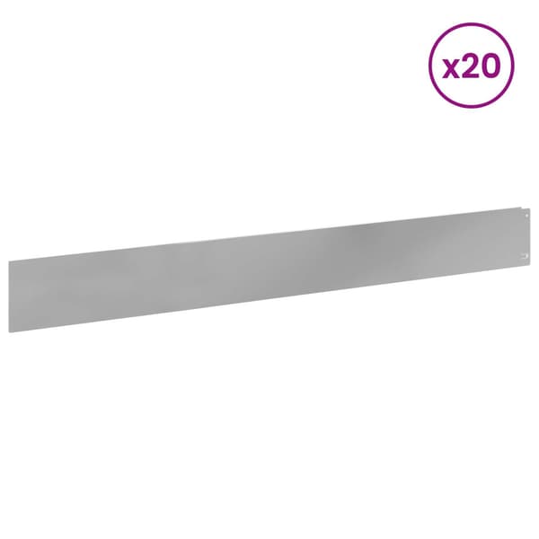 Kant för gräsmatta 20 pcs 100 x 12 cm Stål Silver