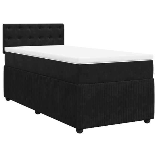 Ramsäng med madrass svart 90x190 cm sammet