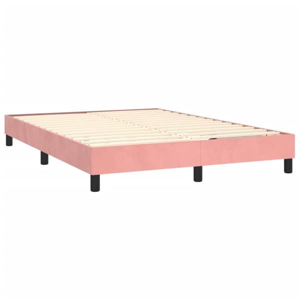 Ramsäng med madrass & LED rosa 140x200 cm sammet