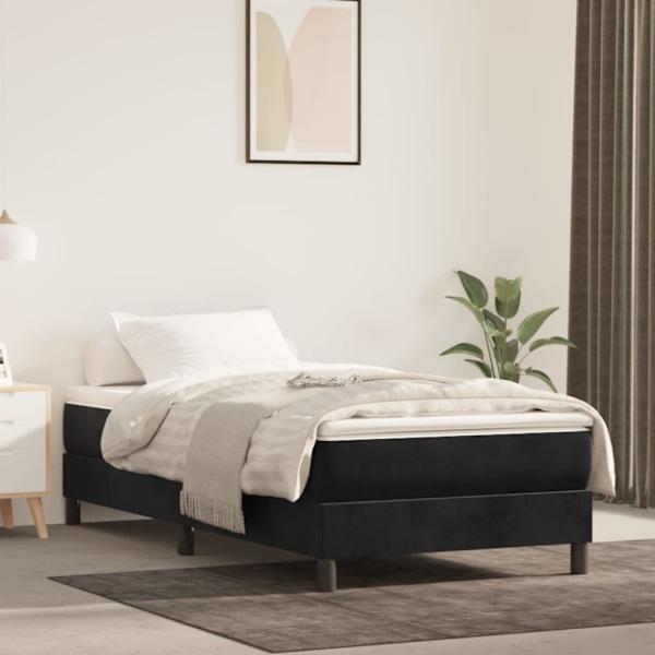 Boxspring-sängram svart 80x200 cm sammet