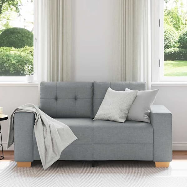 Loveseat soffa ljusgrå 160x77x82 cm tyg