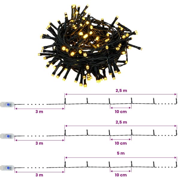 Mini julgran 45 cm 125 LED-lampor Varmvit PVC och PE