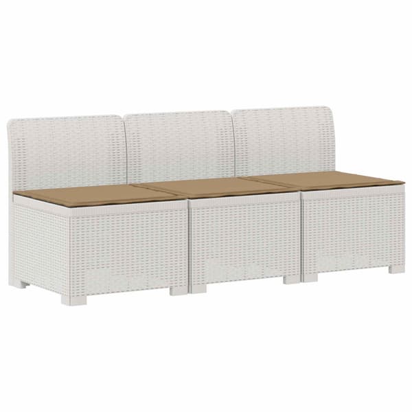 3-sits trädgårdsoffa med kuddar Rattan-look PP Vit