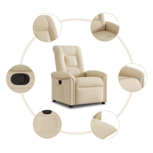 Reclinerfåtölj gräddvit tyg