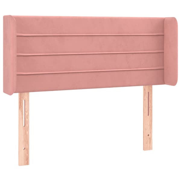 Sänggavel LED rosa 93x16x78/88 cm sammet