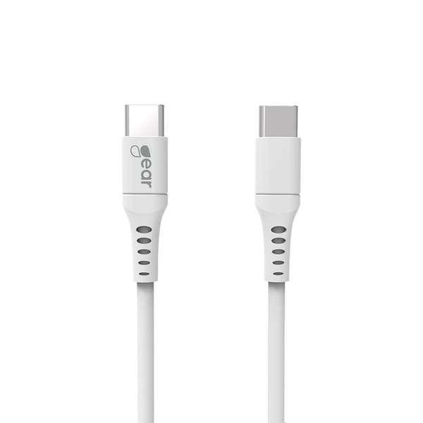 Cable USB-C to USB-C 2.0 2m Vit Rund Kabel