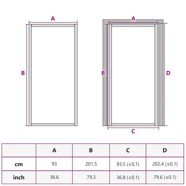 Innerdörr 93x201,5 cm vit ESG-glas och aluminium