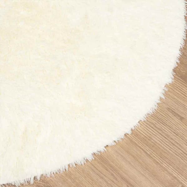 Ryamatta med lång lugg NAVARRA gräddvit 100x100 cm polyester