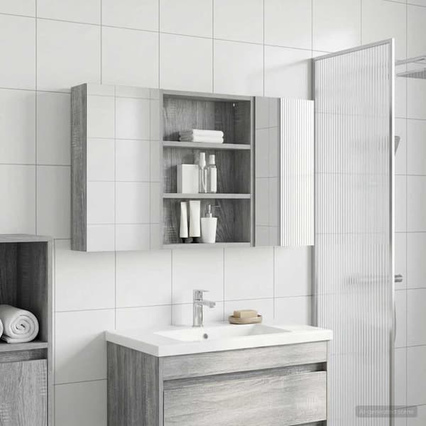 Badrumsskåpsset 3 st 100 x 10,5 x 50 cm Konstruerat trä