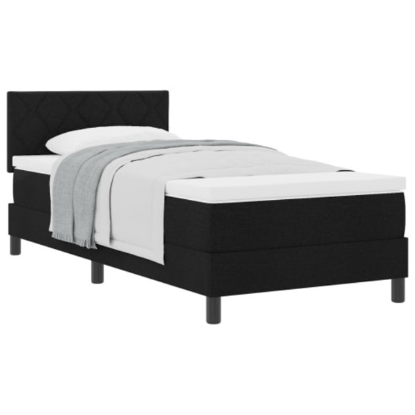 Boxspring-säng med madrass Svart 90x200 cm Tyg
