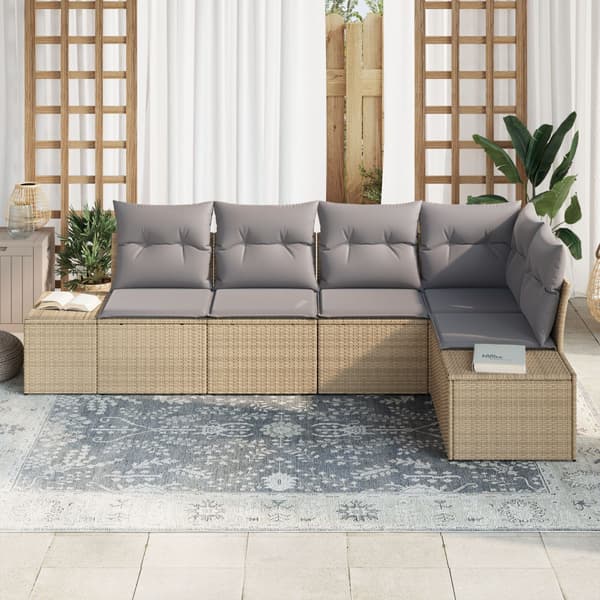 Trädgårdsoffset 5 pcs Beige och Ljusgrå konstrotting