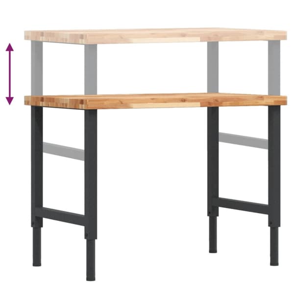 Arbetsbänk 100x60x(73-99,5) cm massiv akacia rektangulär