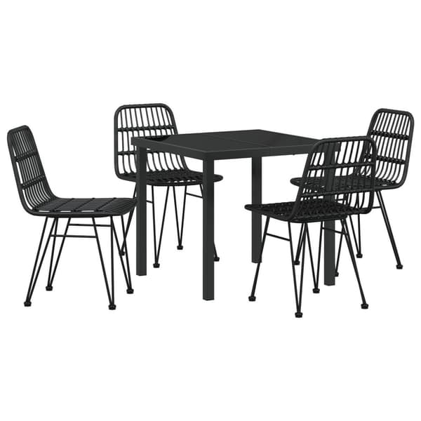Trädgårdsmöbelset 5 pcs Svart Pulverlackerat stål