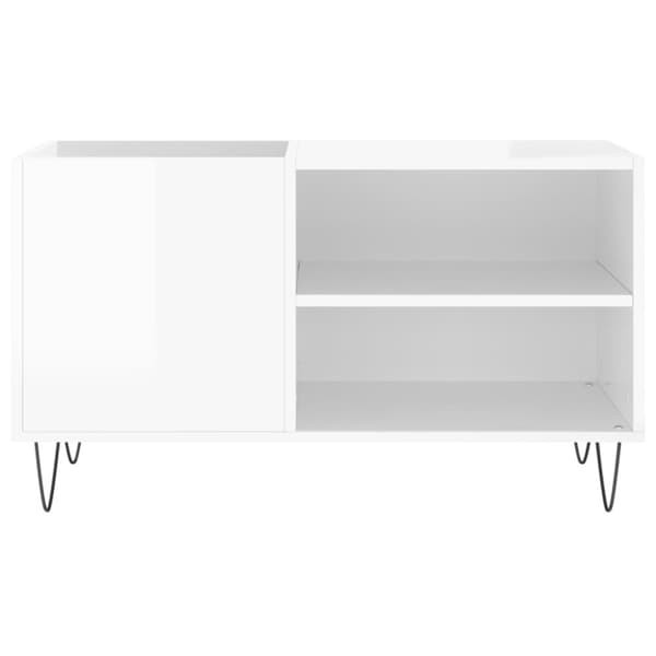 Stereobänk vit högglans 85x38x48 cm konstruerat trä