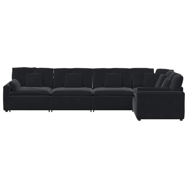 Modulsoffa med kuddar sammet svart