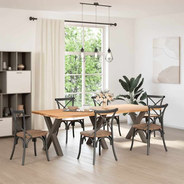Matbordsben X-formade 3 st naturstål 70x(72-73) cm stål