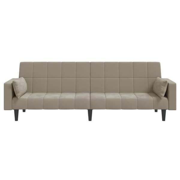 Bäddsoffa 2-sits med två kuddar ljusgrå sammet