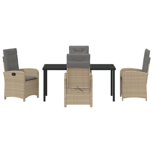 Trädgårdsmöbelset med kudde 5 pcs Beige konstrotting